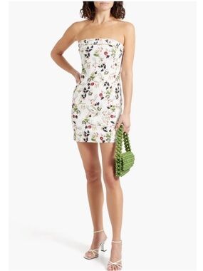 Alice + Olivia Kelly Women's Floral Print Strapless Mini Dress Size 10 nwot